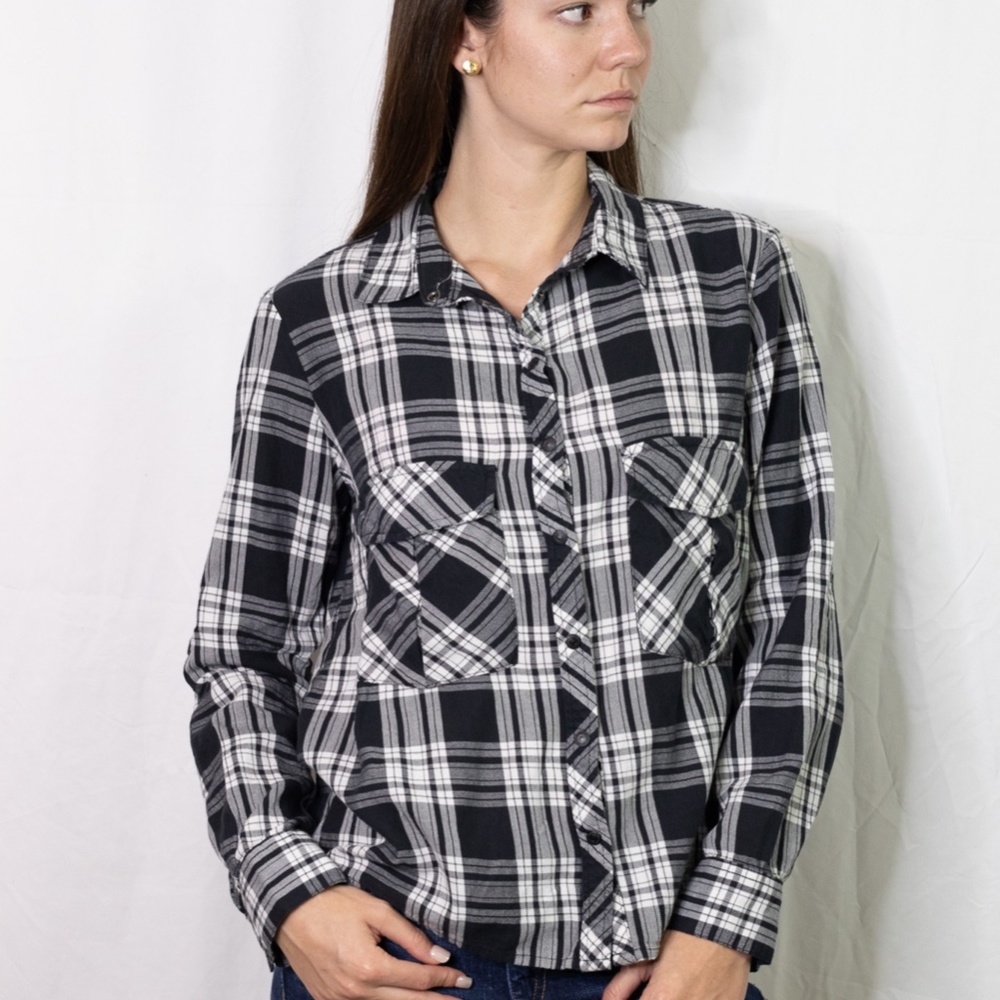 Zara Woman Plaid Snap Button Shirt